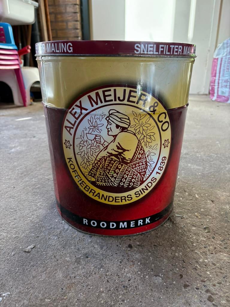 Retro Vintage Groot Douwe Egberts blik (ongeveer 40 cm hoog), Verzamelen, Blikken, Ophalen, Gebruikt, Overige, Douwe Egberts