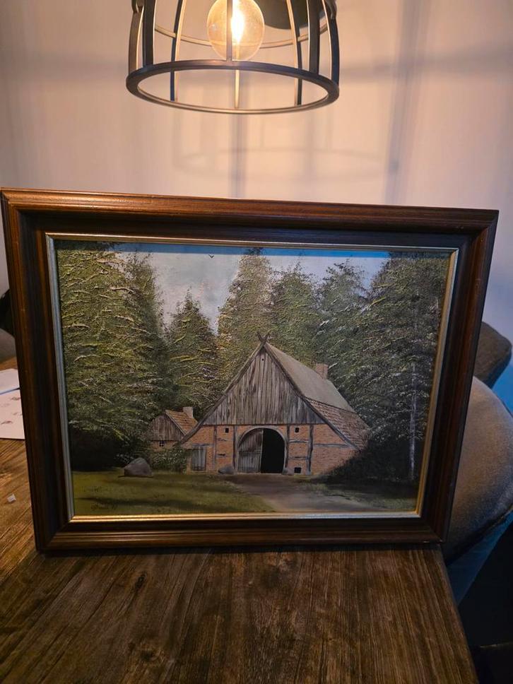 2x Oude Schilderijen: Boerderij & Landschap, Antiek en Kunst, Kunst | Schilderijen | Klassiek, Ophalen