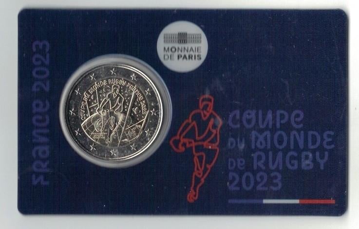 Frankrijk Rugby 2023 coincard, Ophalen of Verzenden, Frankrijk, 2 euro, Losse munt