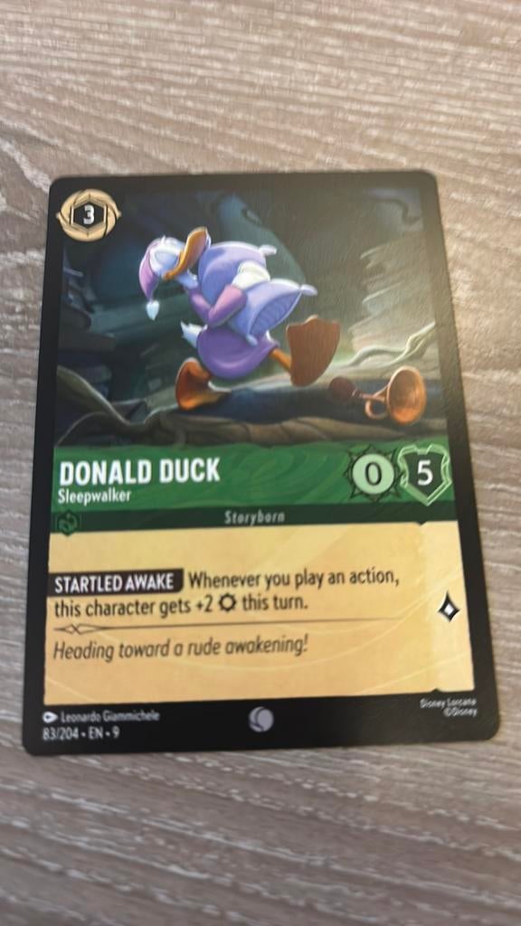 Disney Lorcana Donald Duck sleepwalker 83-204 9FAB nonfoil, Ophalen of Verzenden, Zo goed als nieuw, Losse kaart