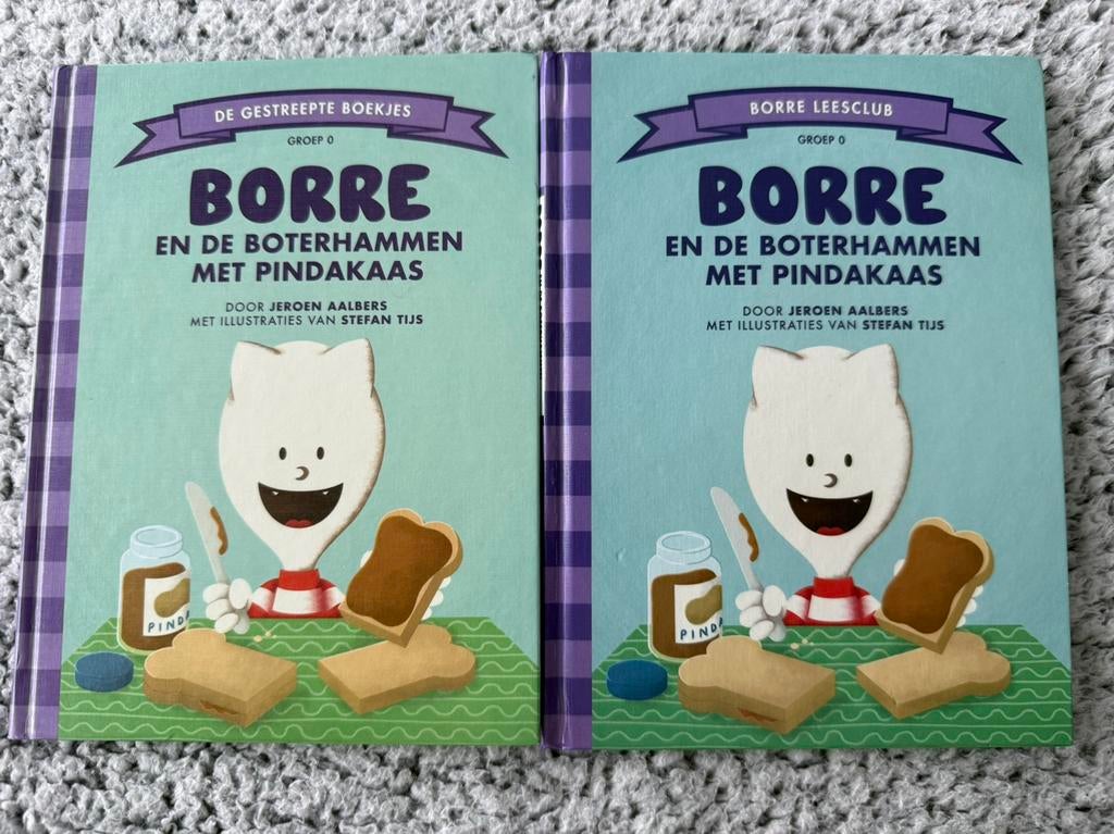 2x paars groep 0 Borre en de boterhammen met pindakaas, Ophalen of Verzenden, Zo goed als nieuw