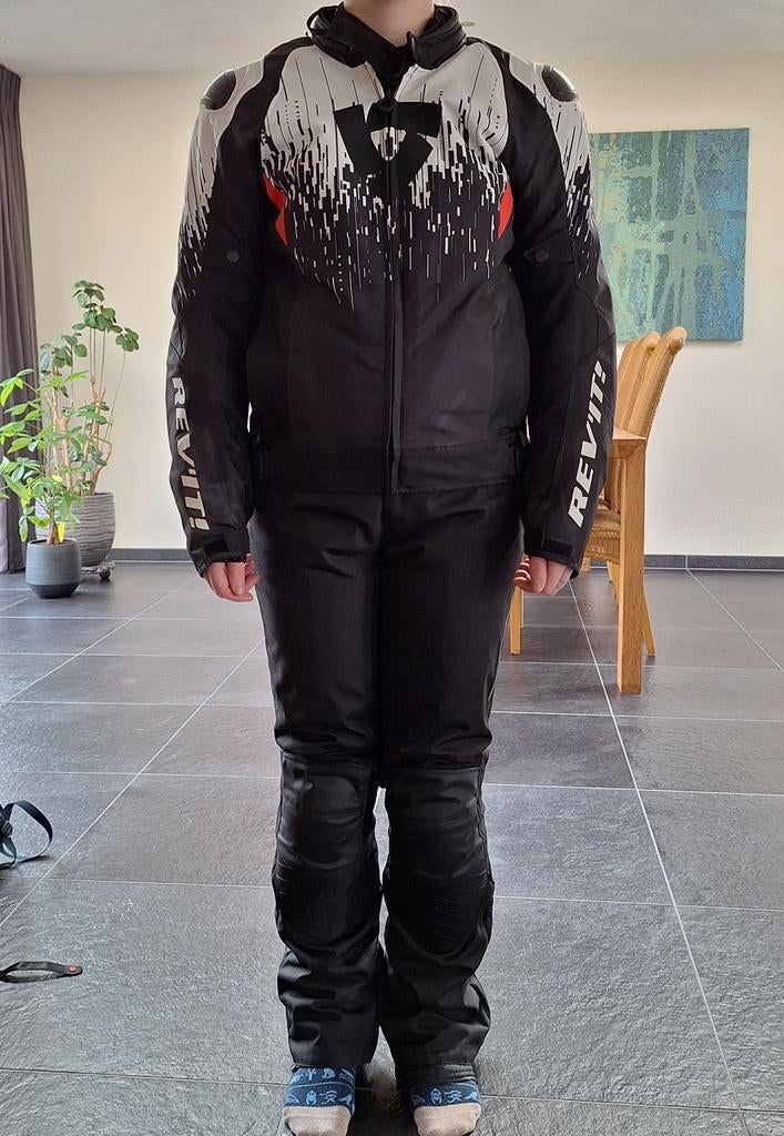 REV'IT! Motorpak (jas en broek) - Zwart/Wit/Rood, REV'IT!, Jas | textiel, Heren, Ophalen of Verzenden