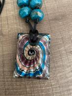 Muranoglas ketting met Turquoise, Sieraden, Tassen en Uiterlijk, Ophalen of Verzenden, Nieuw, Blauw, Overige materialen