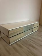 Mooi TV kastje wit/hout/glas, Gebruikt, 100 tot 150 cm, Glas, Minder dan 100 cm