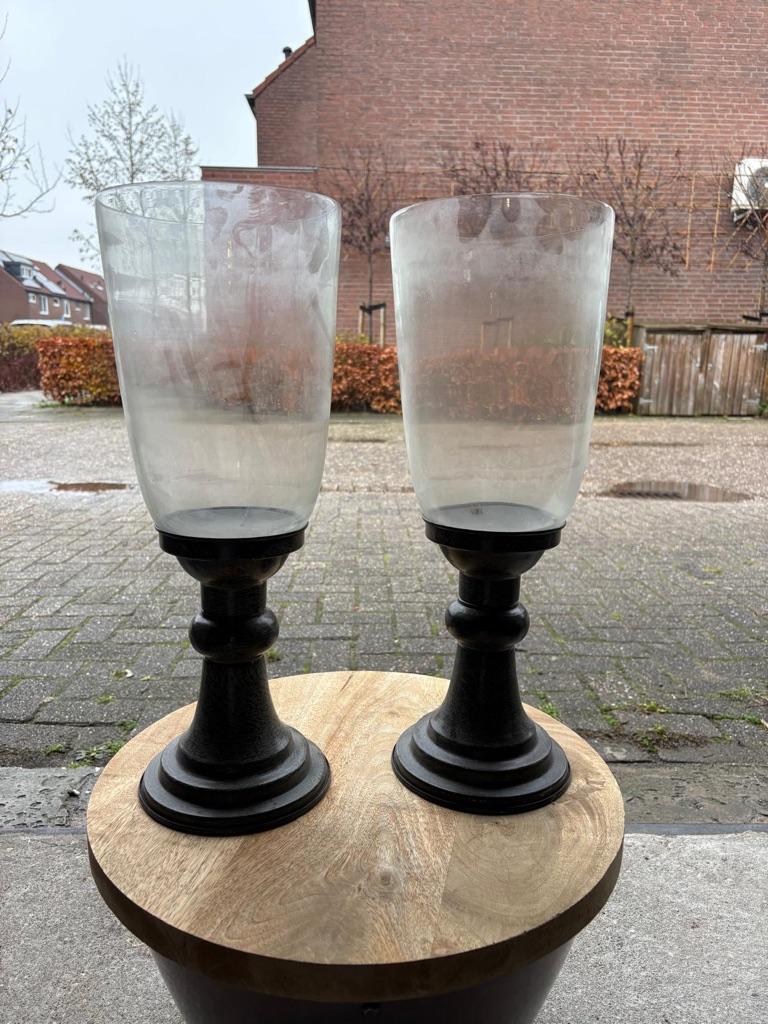 windlichten, Huis en Inrichting, Ophalen, 25 tot 50 cm, Blauw, Zo goed als nieuw