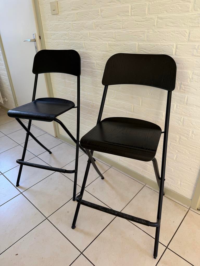 2 Opvouwbare barkrukken, Ophalen, Gebruikt, Twee, Zwart