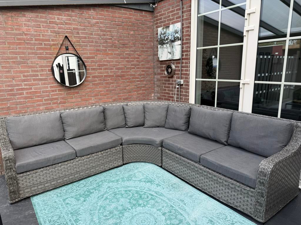 Grijze loungeset met hoekopstelling, Tuin en Terras, Ophalen, Gebruikt, Meer dan 8 zitplaatsen, Loungeset