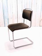 Vintage authentieke mat Chroom 101 Gispen stoel, Ophalen, Gebruikt, Bruin, Overige materialen