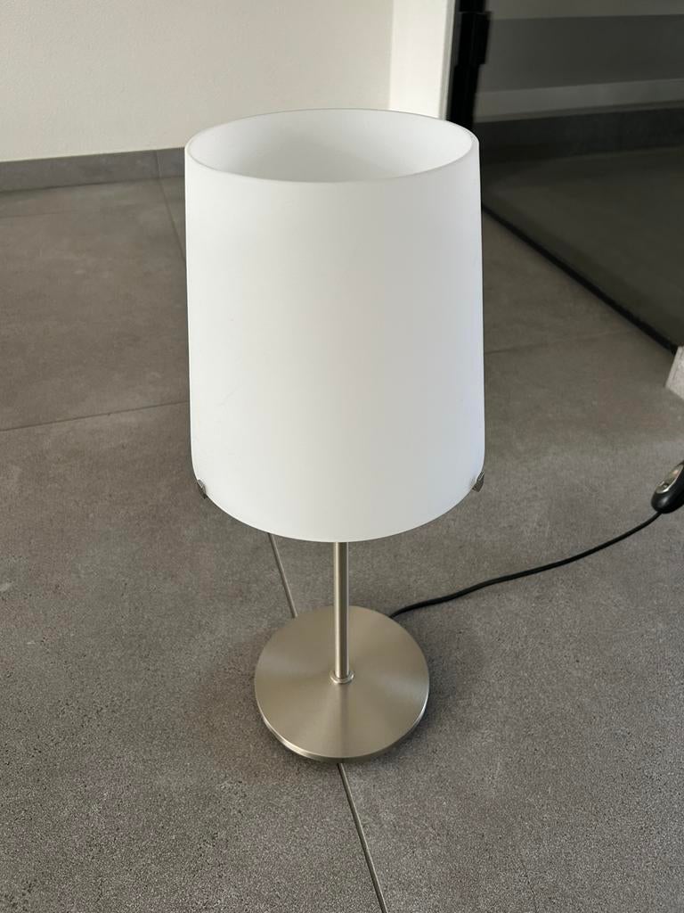 Fontana Arte 3247 design glazen dimbare lamp met voet nikkel, Huis en Inrichting, Lampen | Tafellampen, Ophalen, Zo goed als nieuw