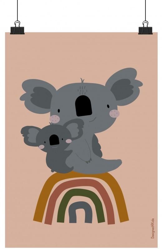Kinderposter Poster Koala Regenboog Designed4Kids, Rechthoekig Staand, Nieuw, Ophalen of Verzenden, A1 t/m A3