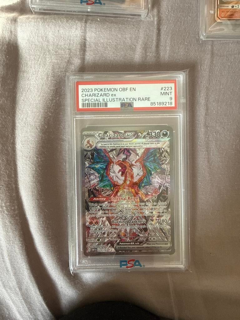 Pokémon Charizard ex Special Illustration Rare PSA 9, Ophalen of Verzenden, Zo goed als nieuw, Losse kaart, Foil