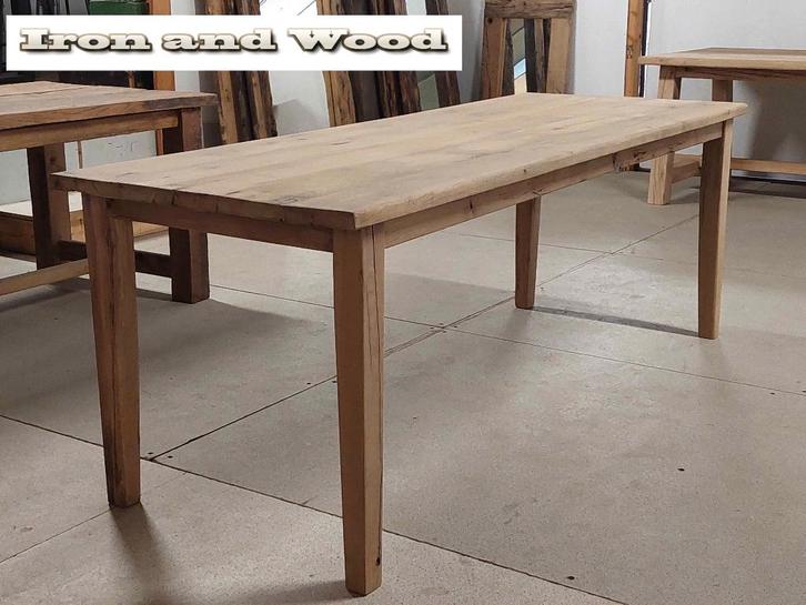 Oud eiken wagonplanken (hobby)tafel  op maat met tapse poot, Hobby en Vrije tijd, Overige Hobby en Vrije tijd, Nieuw, Ophalen