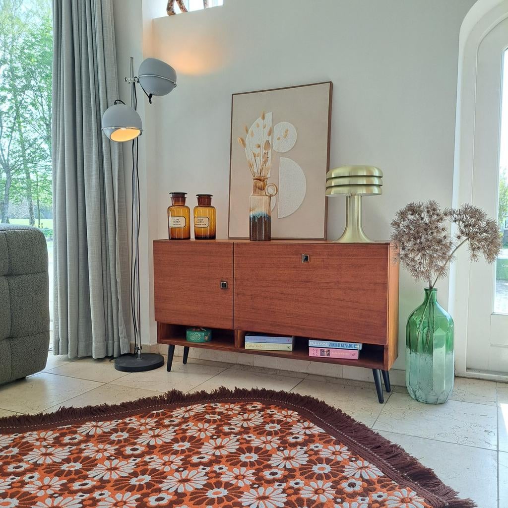 Vintage Mid-Century Teakfineer Dressoir fabr. Musterring., Huis en Inrichting, Gebruikt, 100 tot 150 cm, Met deur(en), Mid-century Modern, Vintage, Scandinavisch