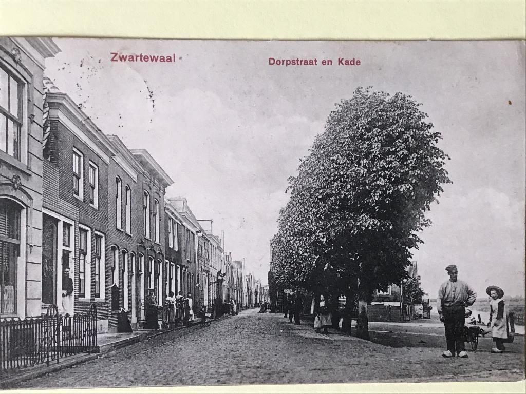 Zwartewaal Dorpstraat en Kade 1909, Verzenden, Voor 1920, Gelopen, Zuid-Holland