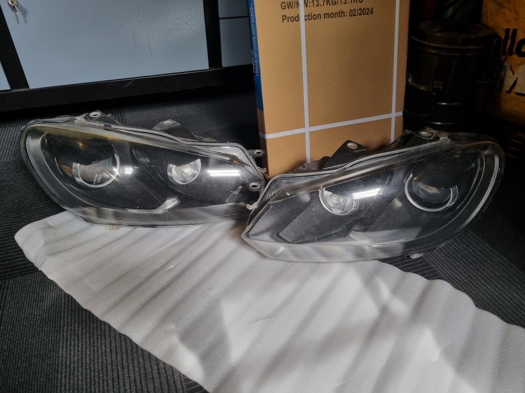 Set Golf 6 R20 Black Edition Zwarte koplampen, Auto-onderdelen, Verlichting, Ophalen, Gebruikt, Volkswagen
