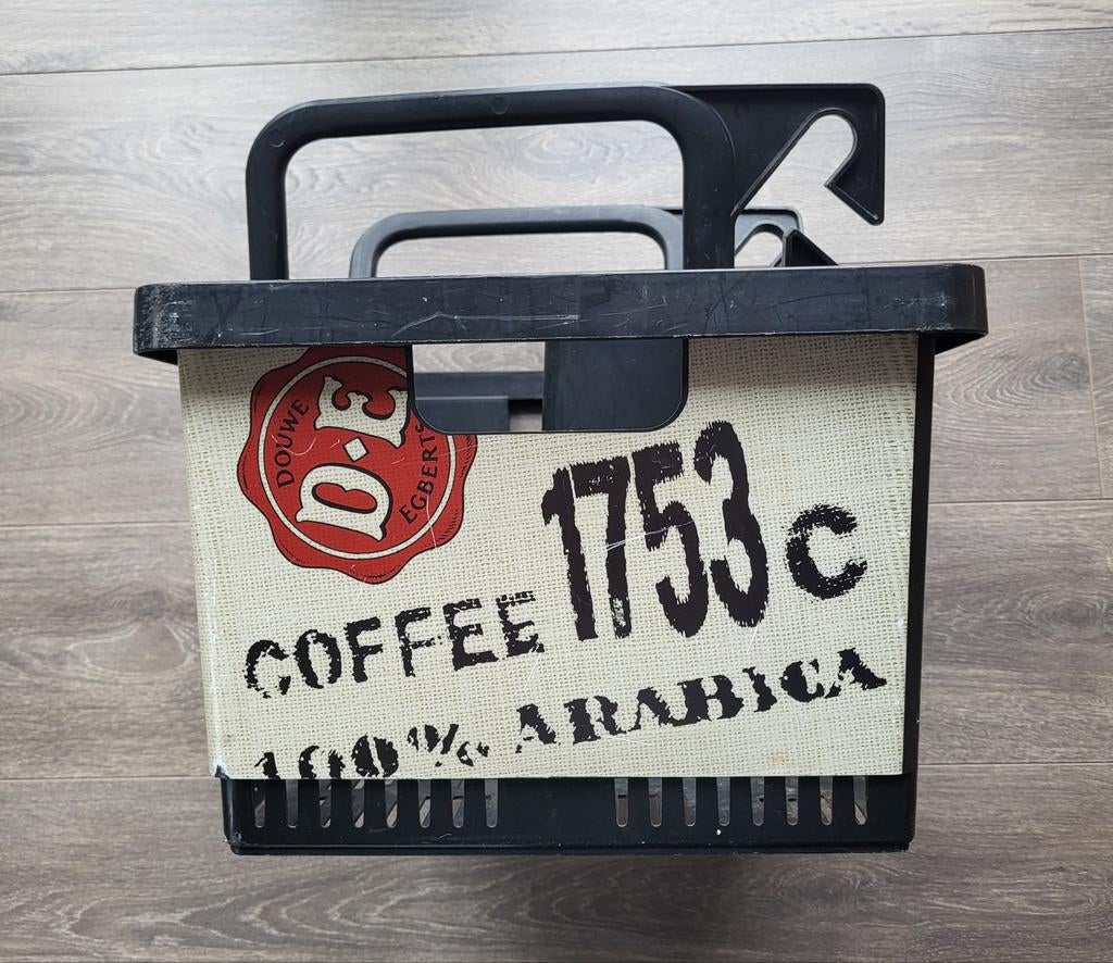 Fiets stuur bak (DE koffie opdruk) kunstof bagage krat., Ophalen, Gebruikt