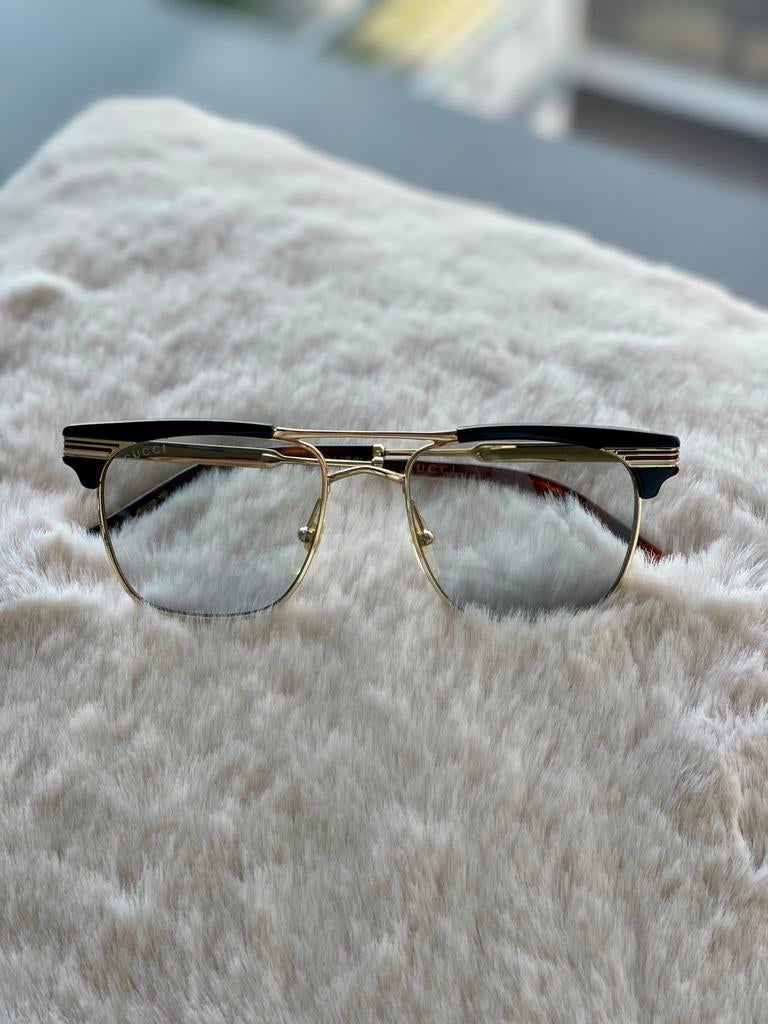 Gucci heren zonnebril GG0287S 006. Blauw/goud. Nieuwstaat, Sieraden, Tassen en Uiterlijk, Overige merken, Zonnebril, Blauw, Nieuw