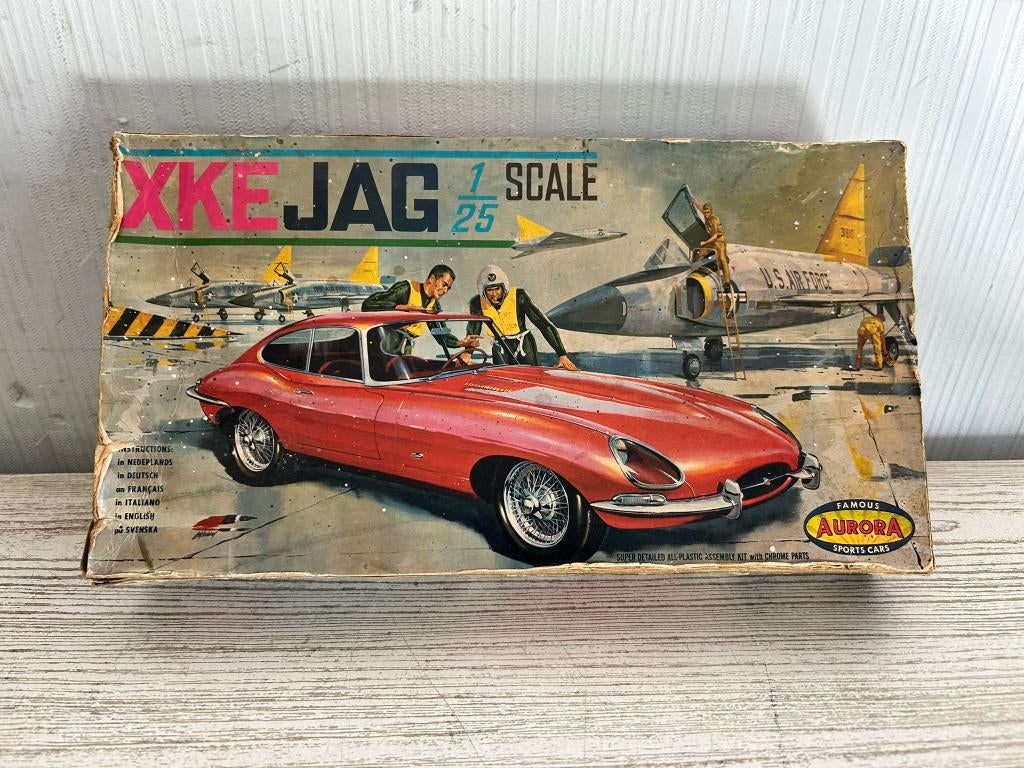 Jaguar / XKE JAG - 1:25 - Aurora Nijkerk - vintage uit 1962, Auto, Groter dan 1:32, Zo goed als nieuw, Ophalen
