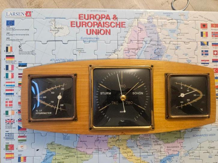 Vintage Fischer Weerstation Jaren 60  Hout Duitsland, Audio, Tv en Foto, Weerstations en Barometers, Verzenden