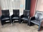 4x Leolux Kilenge donkerblauw / petrol leer izgst. 175/st, Huis en Inrichting, Fauteuils, Ophalen, Zo goed als nieuw, 50 tot 75 cm