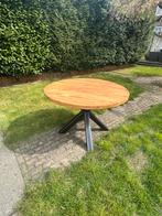 Ronde eettafel van massief eikenhout, Ophalen, Gebruikt, 100 tot 150 cm, Vier personen