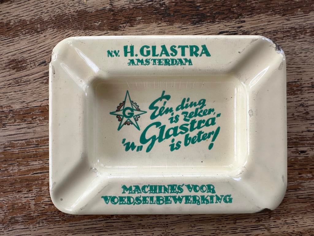 Vintage reclame-asbak – N.V. H. Glastra Amsterdam, Verzamelen, Ophalen, Gebruikt