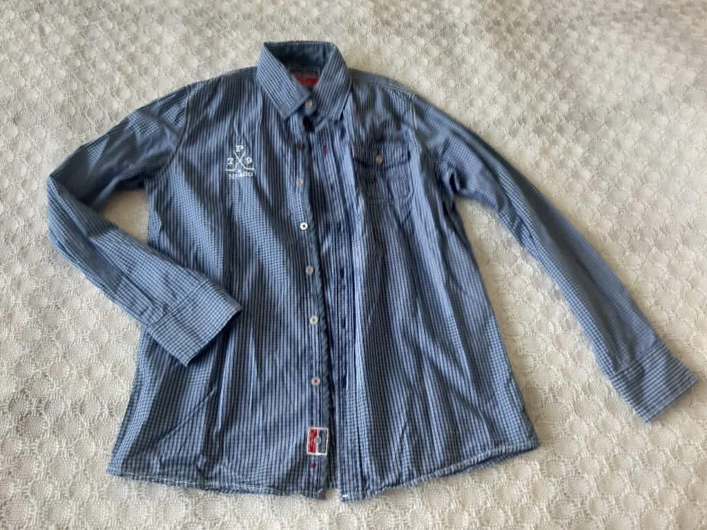 blauw/wit geruit jongens overhemd Pointer maat 176, Kinderen en Baby's, Kinderkleding | Maat 176, Ophalen, Overhemd of Blouse