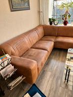 Leren hoekbank - Cognac kleurig, Ophalen, 250 tot 300 cm, Gebruikt, 100 tot 125 cm