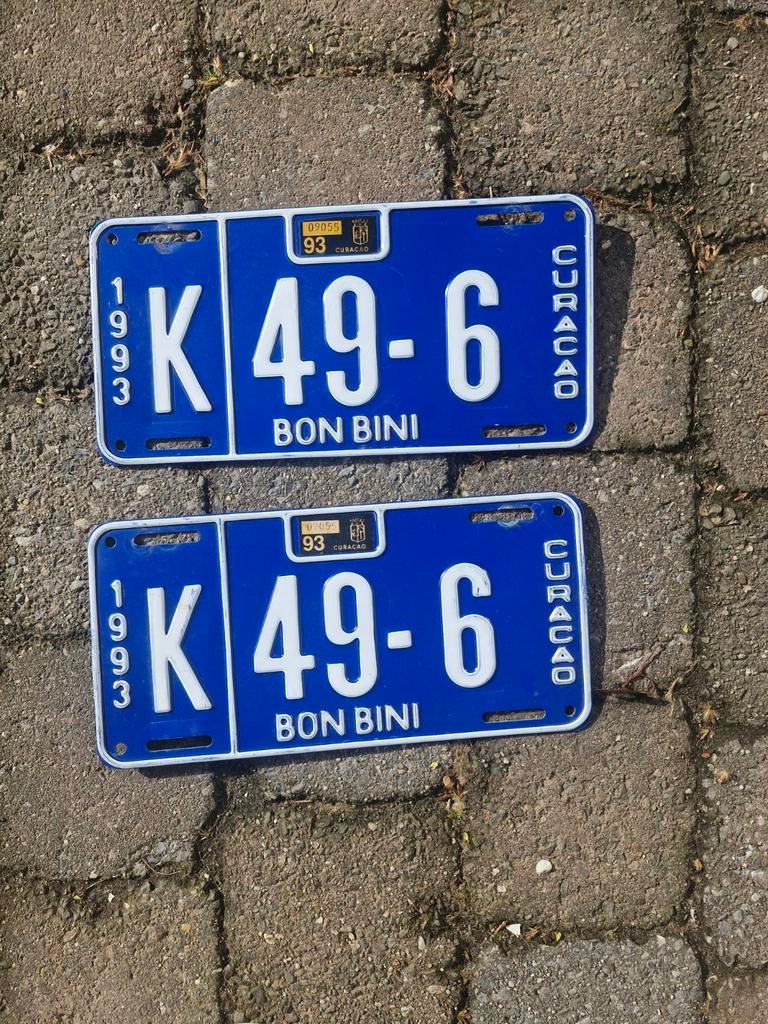 Kentekenplaat set Curacao 2 nummerborden nummerplaten Curaça, Verzamelen, Ophalen of Verzenden, Gebruikt, Auto's