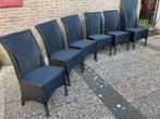 Te koop aangeboden 6 rotan  stoelen voor in huis of tuin, Ophalen, Zwart, Riet of Rotan, Zo goed als nieuw