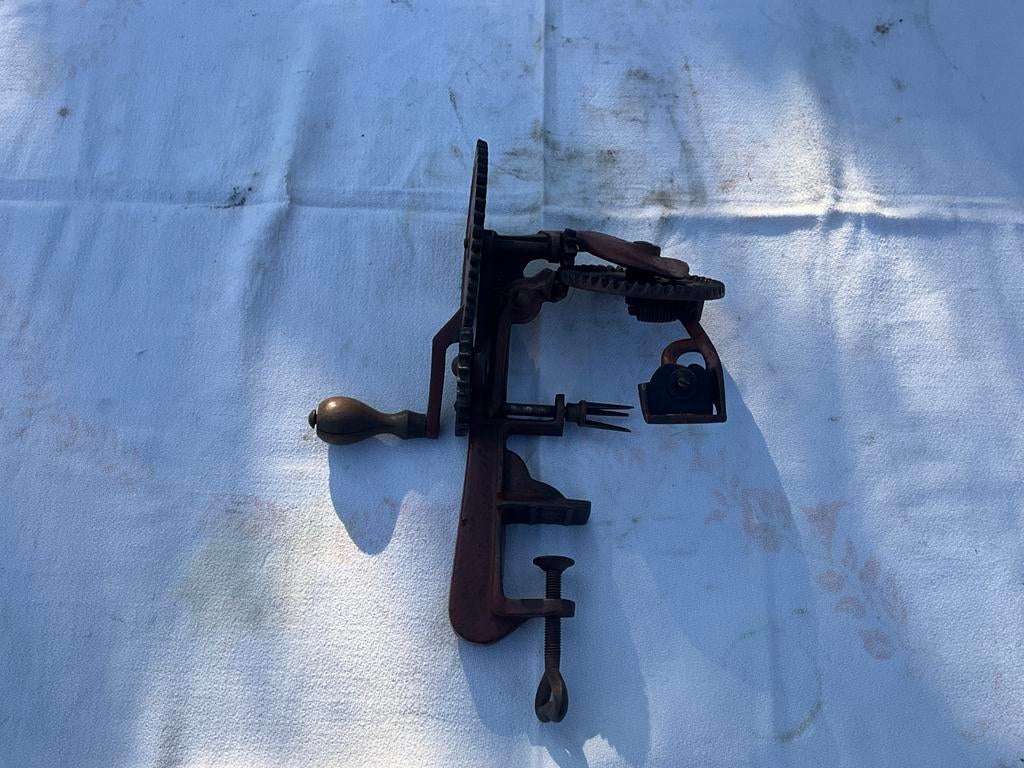 Antieke Glass appel/aardappel schilmachine, gietijzer, Ophalen of Verzenden