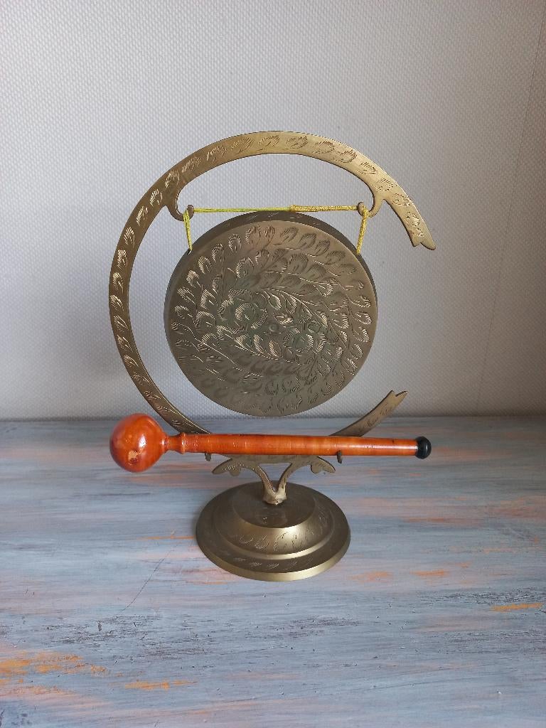 Vintage Indianse Brass Gong, Messing Gong, Antiek en Kunst, Ophalen of Verzenden