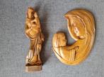 2x Houten beeld Maria met kind, houtsnijwerk, Verzamelen, Religie, Ophalen of Verzenden, Gebruikt, Beeld(je), Christendom | Katholiek