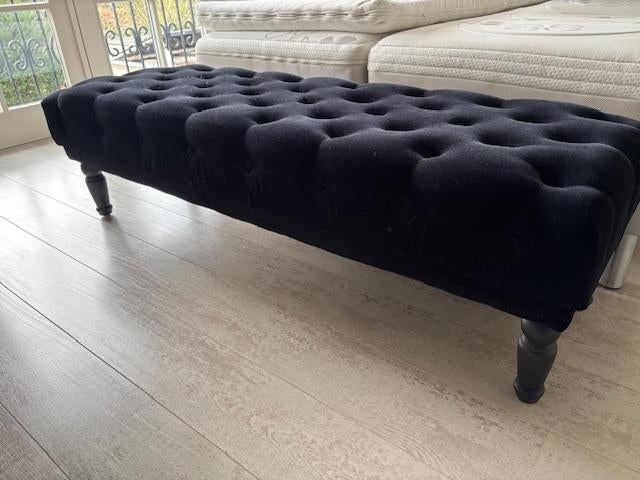 Velours stoffen bank, zwart (als nieuw), Huis en Inrichting, Banken | Bankstellen, Ophalen, Minder dan 75 cm, 150 tot 200 cm, Driepersoons