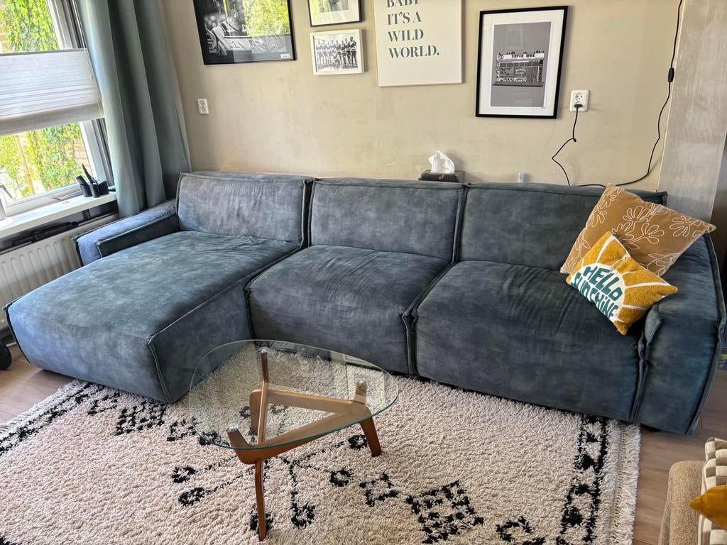 Brooklyn UMIX bank fluweelachtig petrol / licht petrol blauw, Huis en Inrichting, Banken | Sofa's en Chaises Longues, Gebruikt