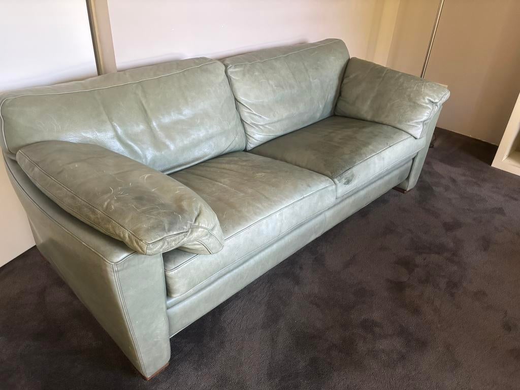 Leren groene 2,5 zits Rolf Benz bank, Ophalen, Gebruikt, Overige maten, Minder dan 75 cm