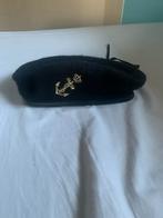 Zwarte baret met anker embleem, Verzamelen, Ophalen of Verzenden, Marine, Nederland, Helm of Baret