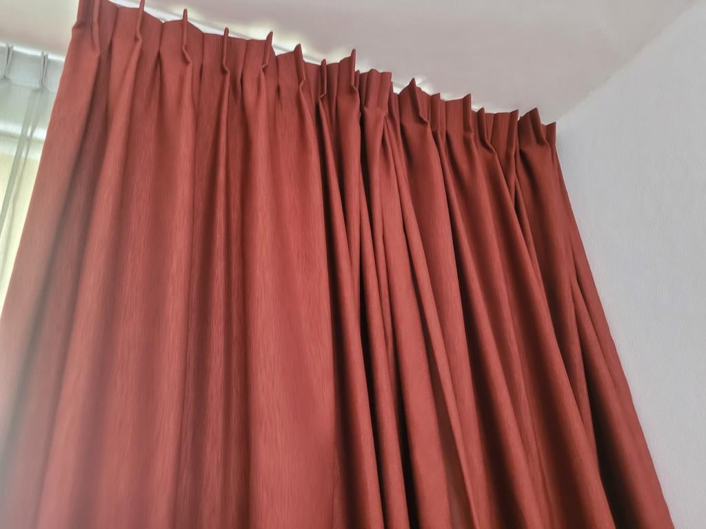 Oranjebruine gordijnen, Ophalen of Verzenden, 200 cm of meer, 200 cm of meer