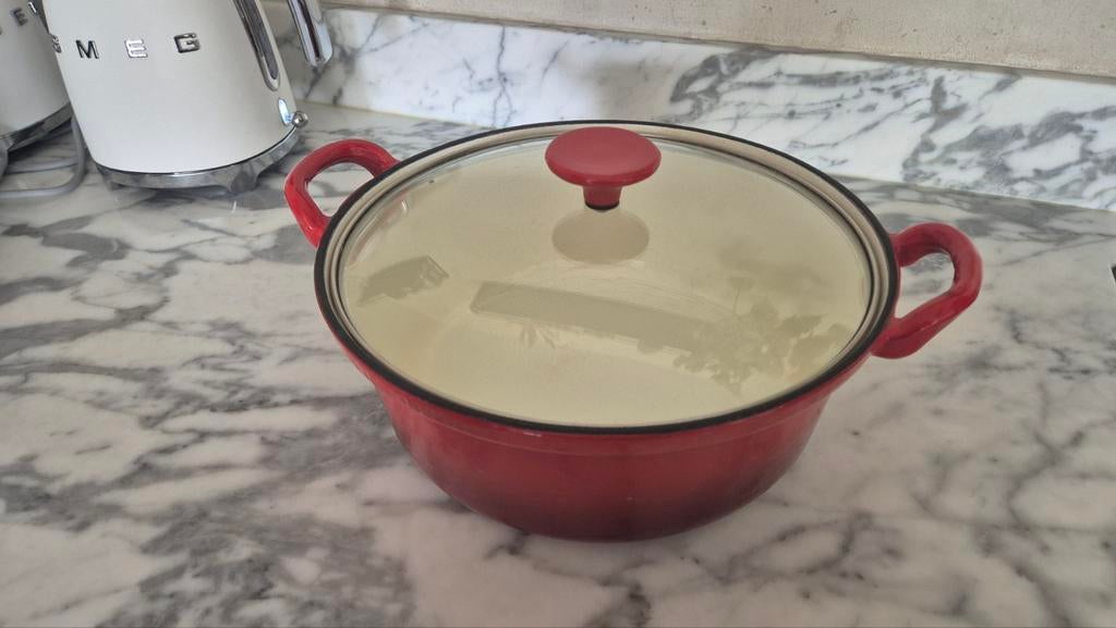 Braadpan met glazen deksel, Huis en Inrichting, Keuken | Potten en Pannen, Ophalen, Gietijzer, Koekenpan of Braadpan