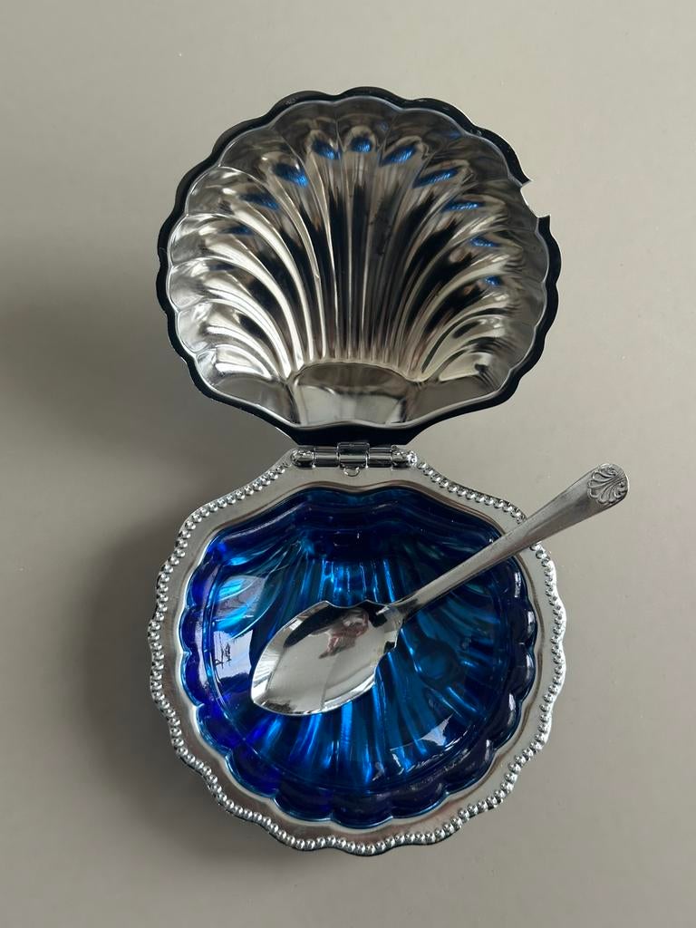 Vintage stalen boter kaviaar schelp inox france 70’s, Ophalen of Verzenden