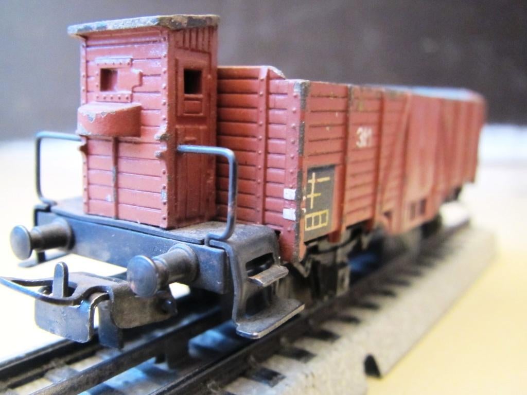 MäRKLIN H0 315.3 goederenwagen +remmerhuis 1955 gegoten 800, Wisselstroom, Gebruikt, Wagon, Ophalen of Verzenden