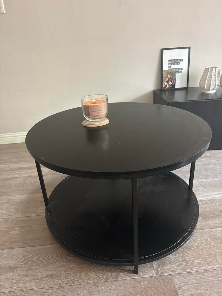 Zwarte Salontafel - Ophalen in Alkmaar, Gebruikt, Rond, Minder dan 50 cm, Overige houtsoorten