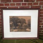 Antieke gravure met dorpsgezicht, te dateren ca.1850 -1900., Ophalen