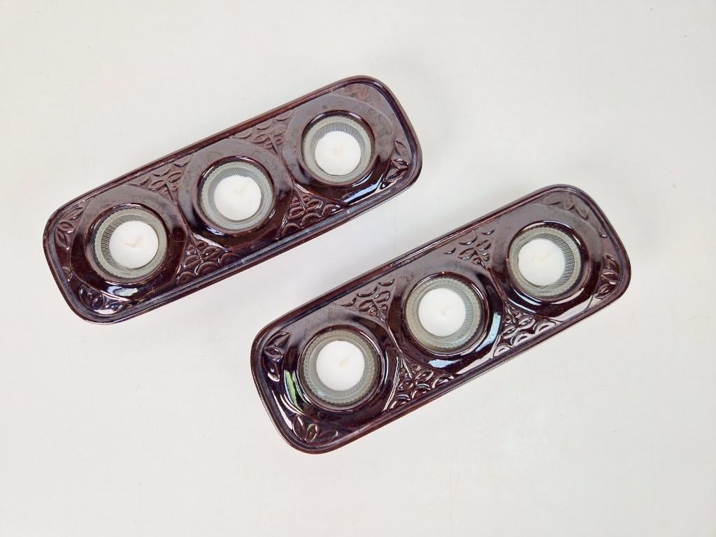 Set 2 Vintage waxinelichthouder keramiek bay W. Germany, Overige materialen, N, Ophalen of Verzenden, Zo goed als nieuw