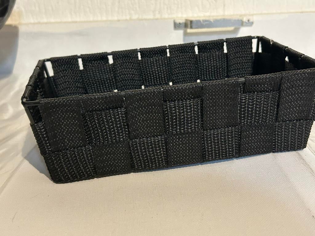 Zwarte opbergmand van 14 x 7 cm, Kunststof, Mand, Nieuw, Ophalen of Verzenden