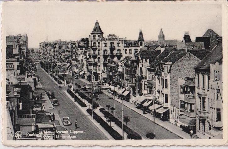 België , Knokke met auto's, Lippenslaan, Verzamelen, Ansichtkaarten | België, Gelopen, West-Vlaanderen, 1940 tot 1960, Ophalen of Verzenden
