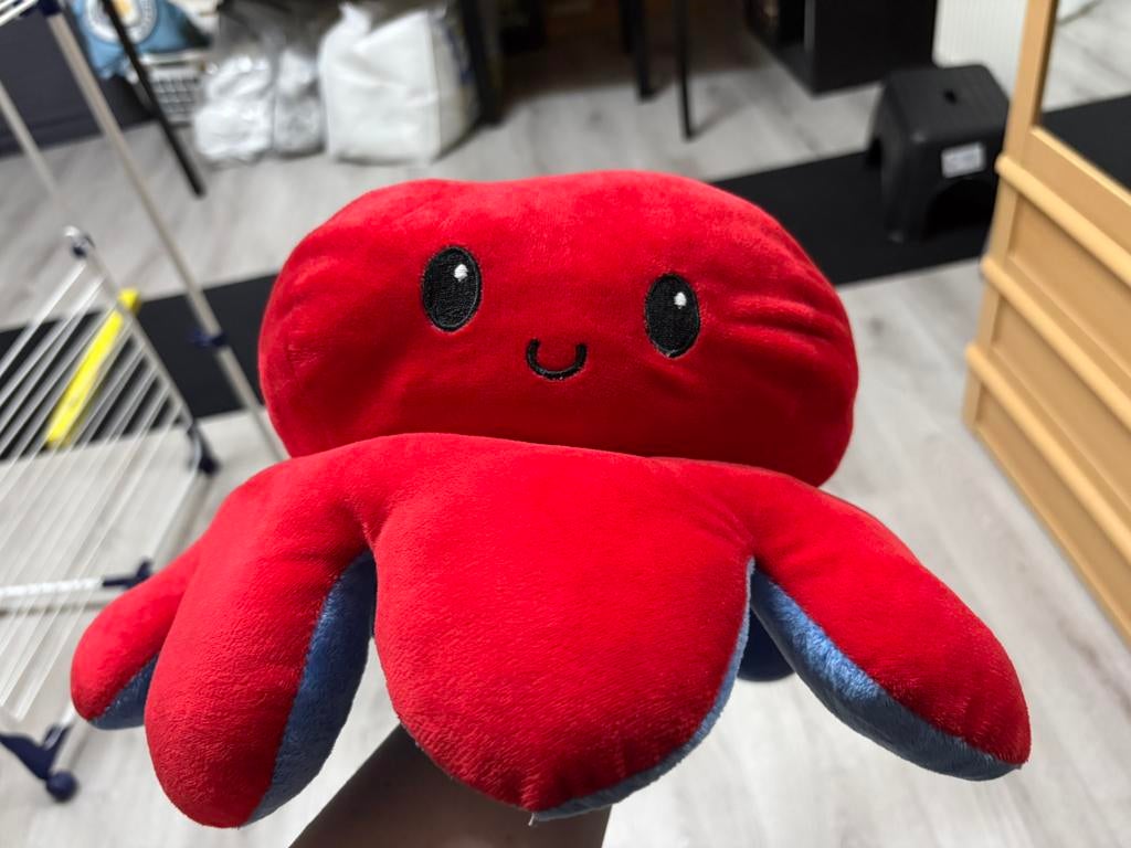 Grote knuffel octopus rood en blauw omkeerbaar 45 cm, Kinderen en Baby's, Speelgoed | Knuffels en Pluche, Ophalen of Verzenden