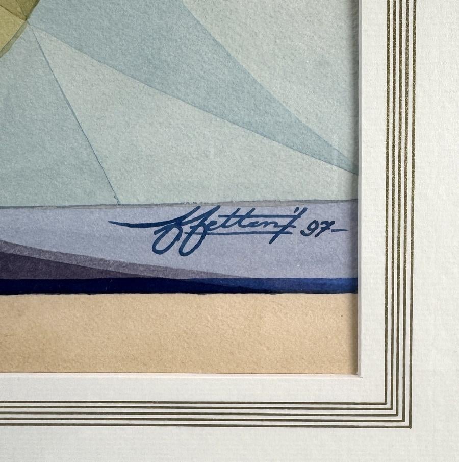 1104. Aquarel - abstract bloemstuk, 1997, Ophalen of Verzenden