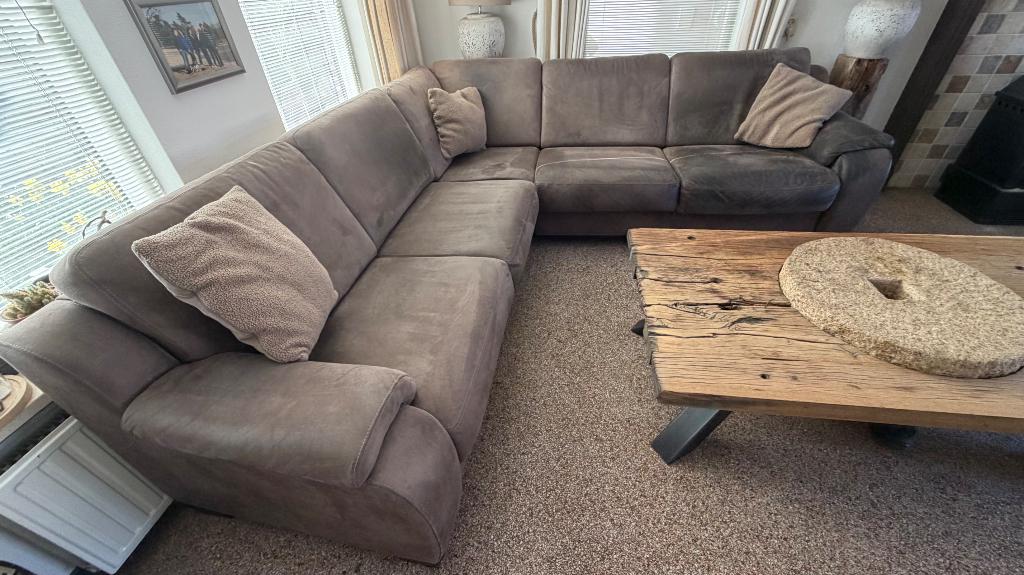 Bank choco bruin, Ophalen, Gebruikt, Hoekbank, Leer