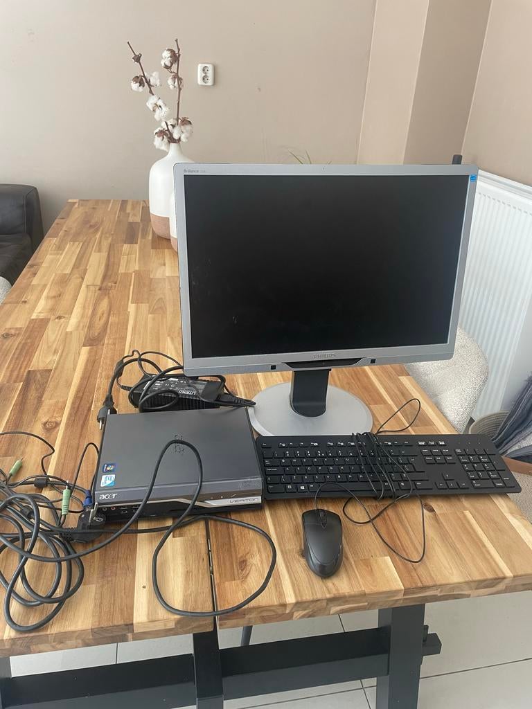 Complete PC set: Acer Veriton met Philips monitor, toetsenbo, Computers en Software, Desktop Pc's, Ophalen, Gebruikt, HDD, 2 tot 3 Ghz